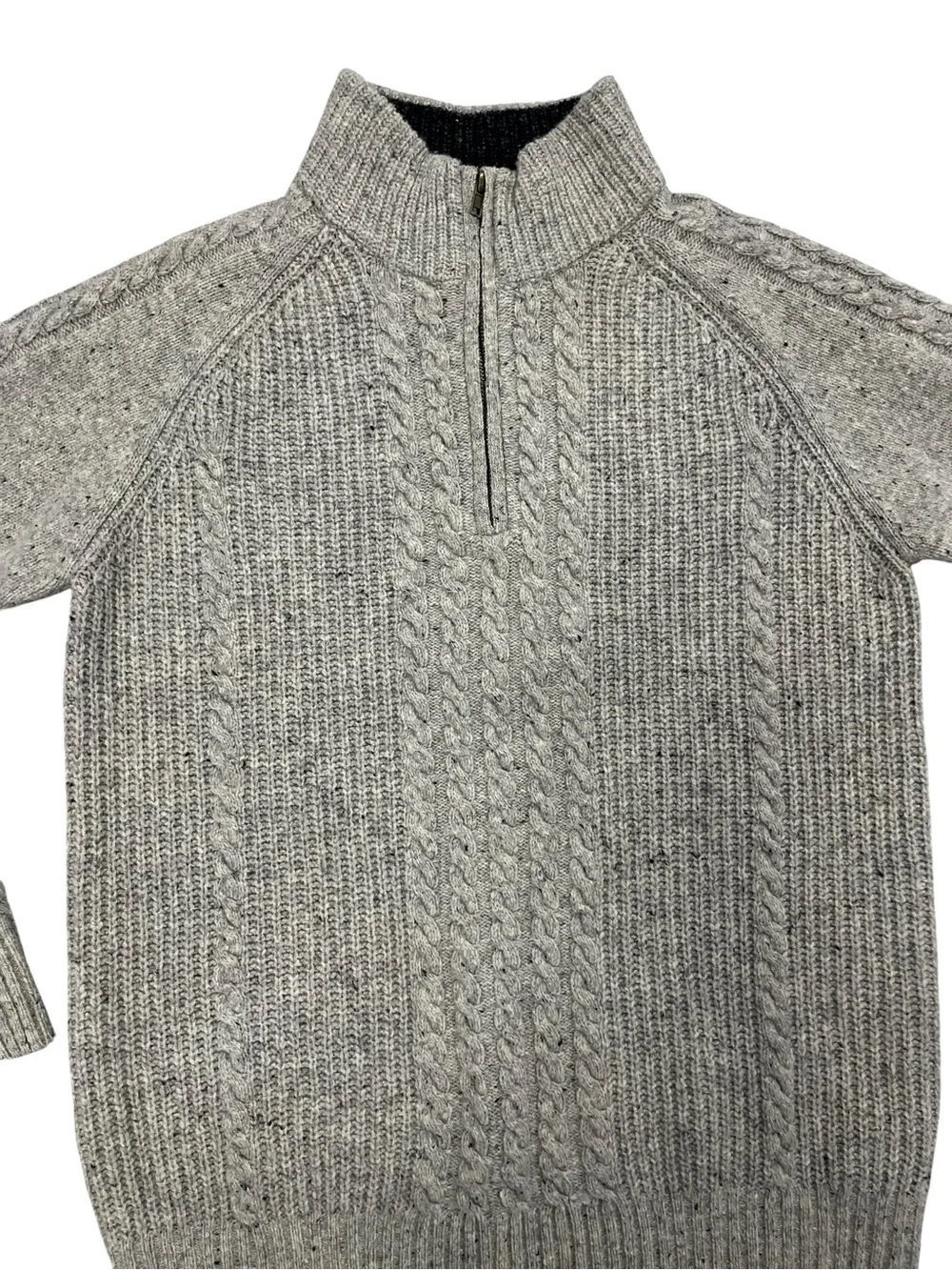 Irelandseye Wool Cashmere Cable Knit Half Zip Sweater Men’s S Gray Ireland
